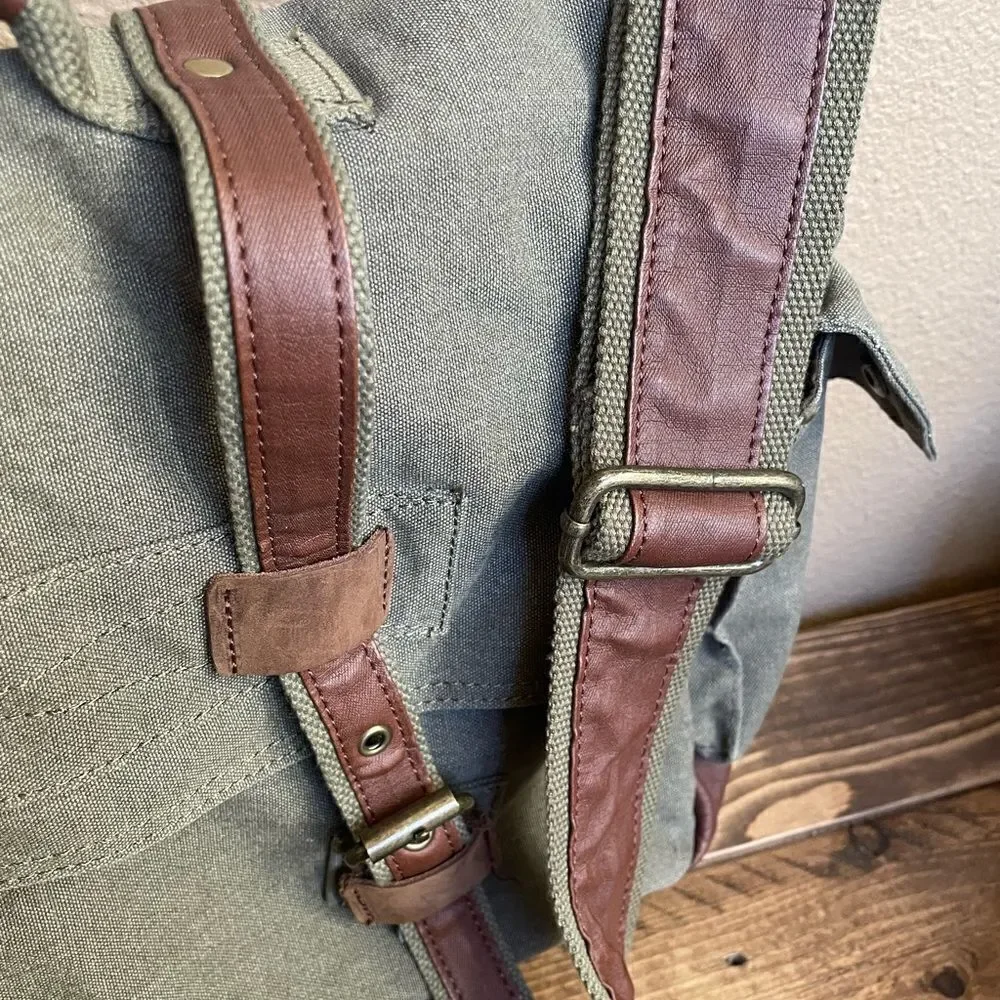 serbags Canvas Messenger Green and Brown Substantial Bag